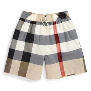 BURBERRY BOYS NOVA CHECK JEFFRIES SWIM TRUNKS
